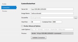 Custom Docker Settings For Publishing To Docker Server